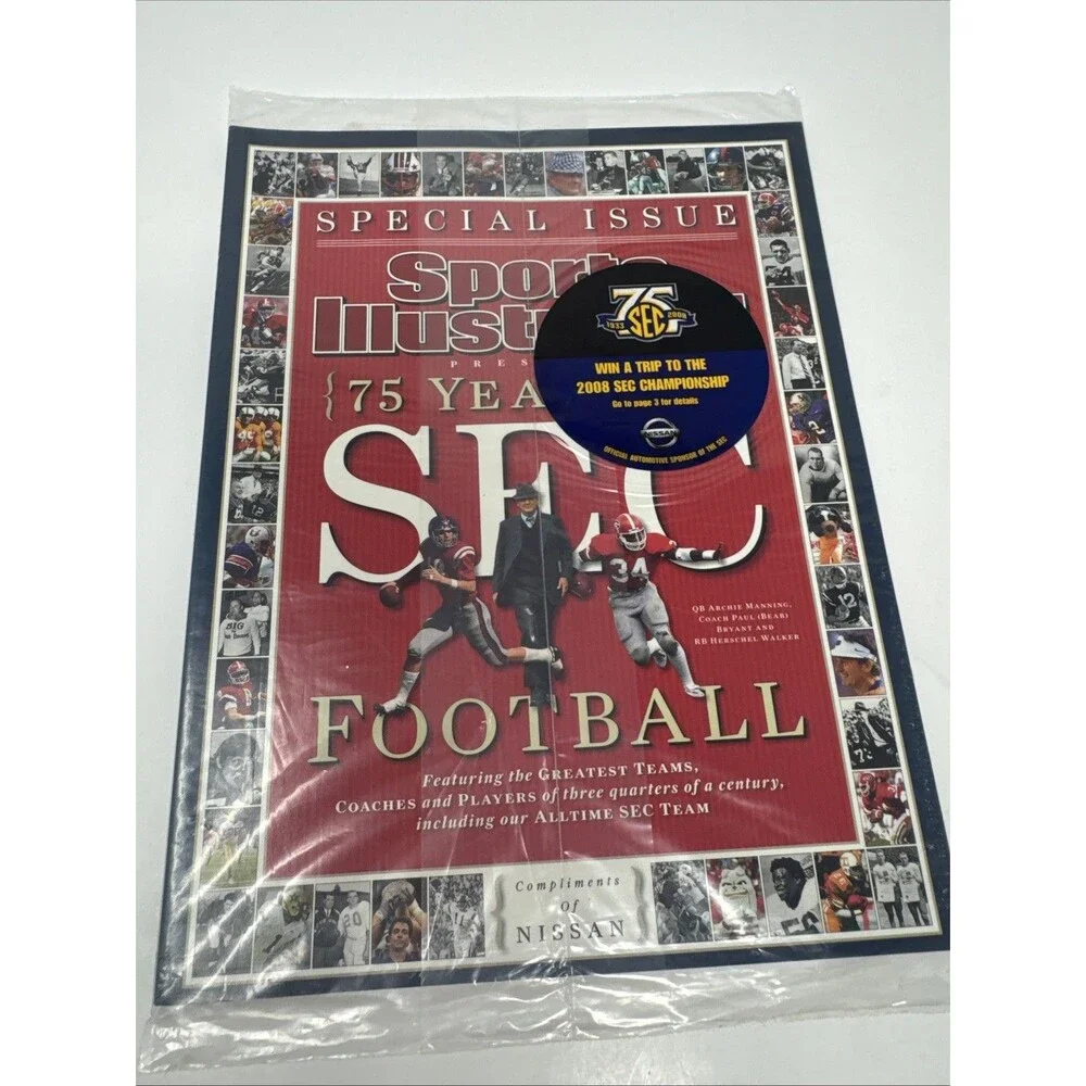 4x SPORTS ILLUSTRATED 75 Years of SEC Football New Unopened Alabama Bear Bryant